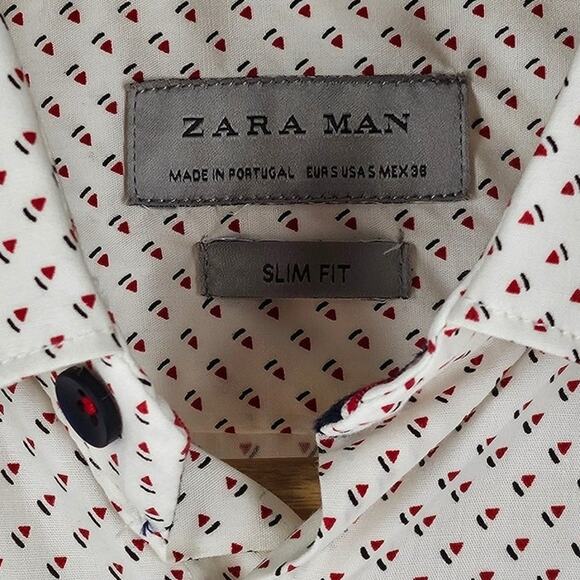 ZARA MAN PRINT EDITION SLIM FIT BUTTON-UP SHIRT WHITE SIZE SMALL NWT - Picture 4 of 12